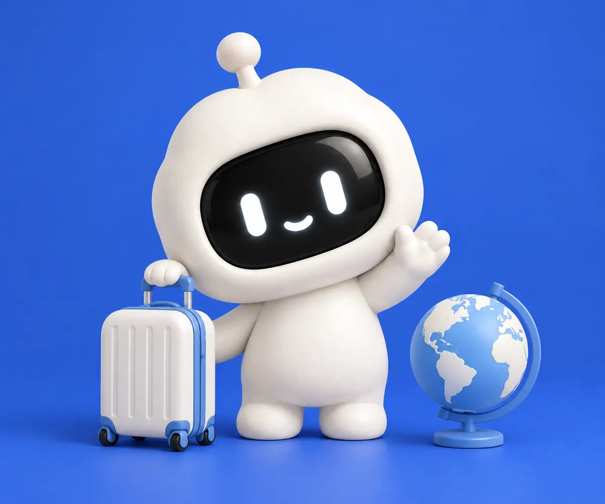 Chip viaja con una maleta y un globo terráqueo